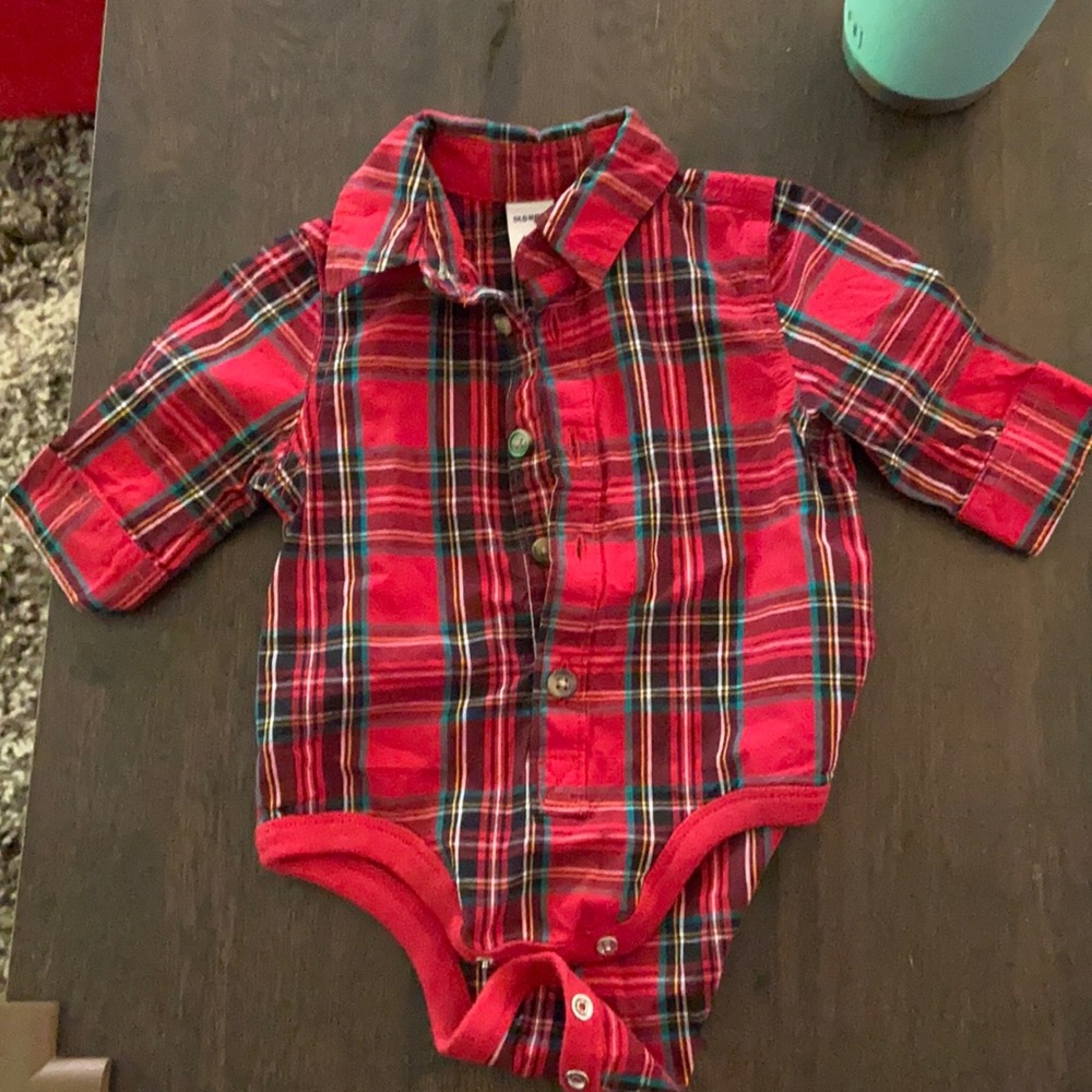 Boys button up dress shirt onesie